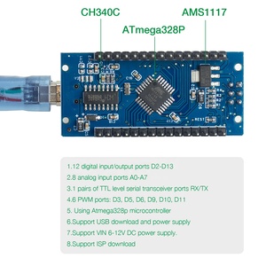 Nano V3.0 ATmega328P CH340C Eingebautes 0,91 "OLED-Display 128x32 Auflösung SSD1306 IIC I2C Kompatibel mit Arduino Nano - Product Image 4