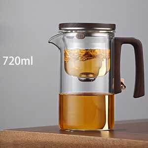 40 Jahre Fabrik Glas Teekanne Neuankömmling Glas Hand gefertigter Tee kessel Automatisches <span class=keywords><strong>Design</strong></span> Mit Holzgriff <span class=keywords><strong>Timer</strong></span> 520/720ml Kapazität