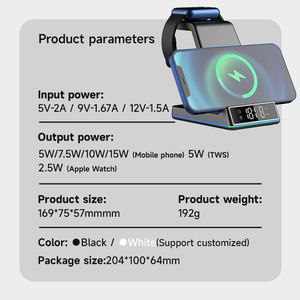 2024 Most Selling Product 15W Fast Charger With Clock Desk <strong>Lamp</strong> RGB Light 5 in 1 Foldable Magnetic Wireless Charger - Product Image 6