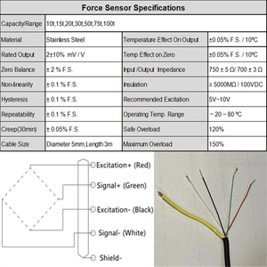 Industrial Automation Engineering 500kN Button Compression Force Sensor Strain Gauge Control 10/20/30/50/100t Load Cell 1000kN - Product Image 5