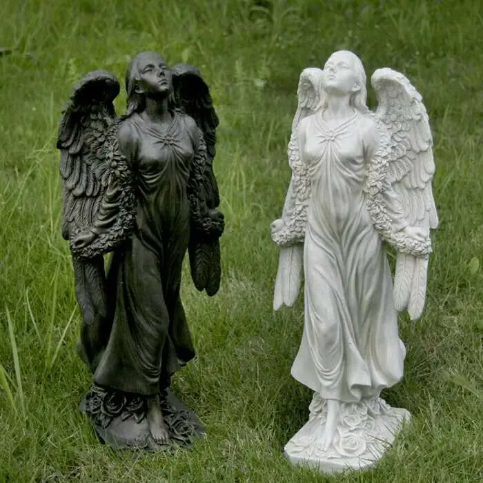 Stampi per sculture in calcestruzzo da giardino ornamentale stampo per Statue in lattice di angelo per bambina con ali greche in fibra di vetro di Silicone