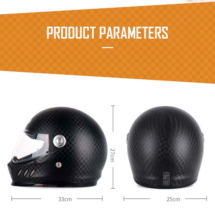 Custom DOT ECE approved carbon fiber classic vintage retro full face helmet