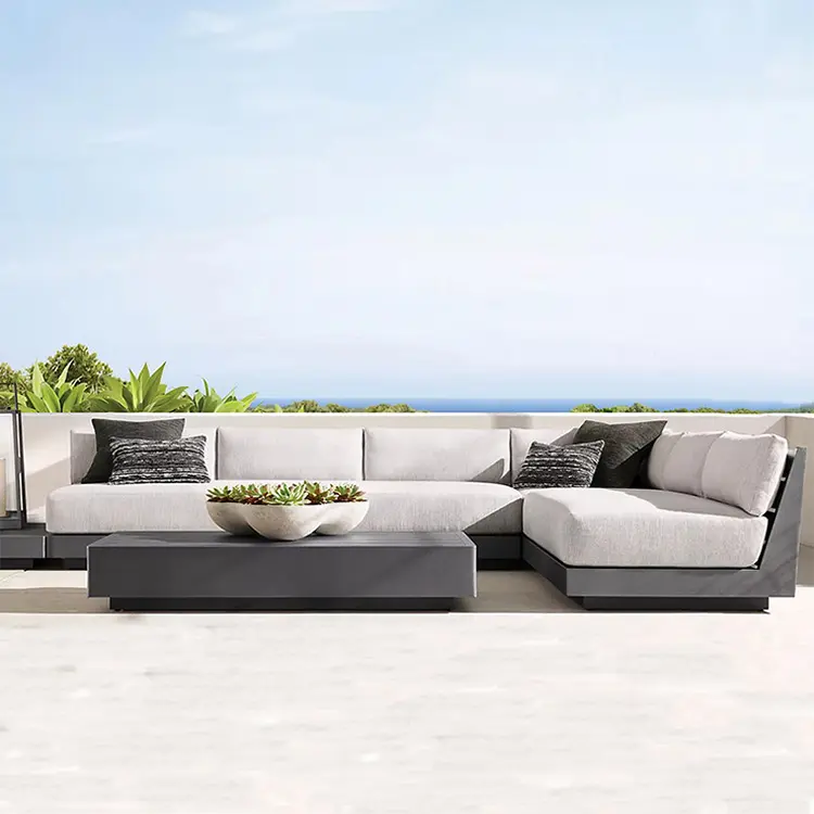 Conjunto de sofás para exterior, hotel, villa, jardim, móveis de alumínio, pátio, sofá ao ar livre, venda imperdível