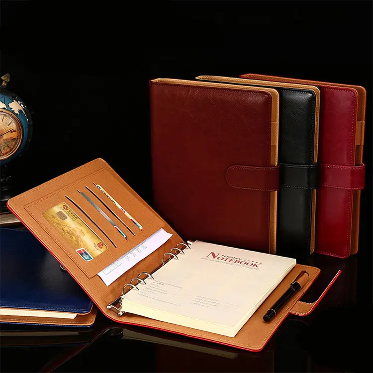 40 50 60 100 120 Hojas de página diarios personalizados A5 cubierta de Planificador de cuero impresión cuaderno de diario de cuero duro punteado