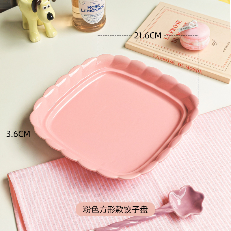 Square lace plate (single plate) -- Fairy pink