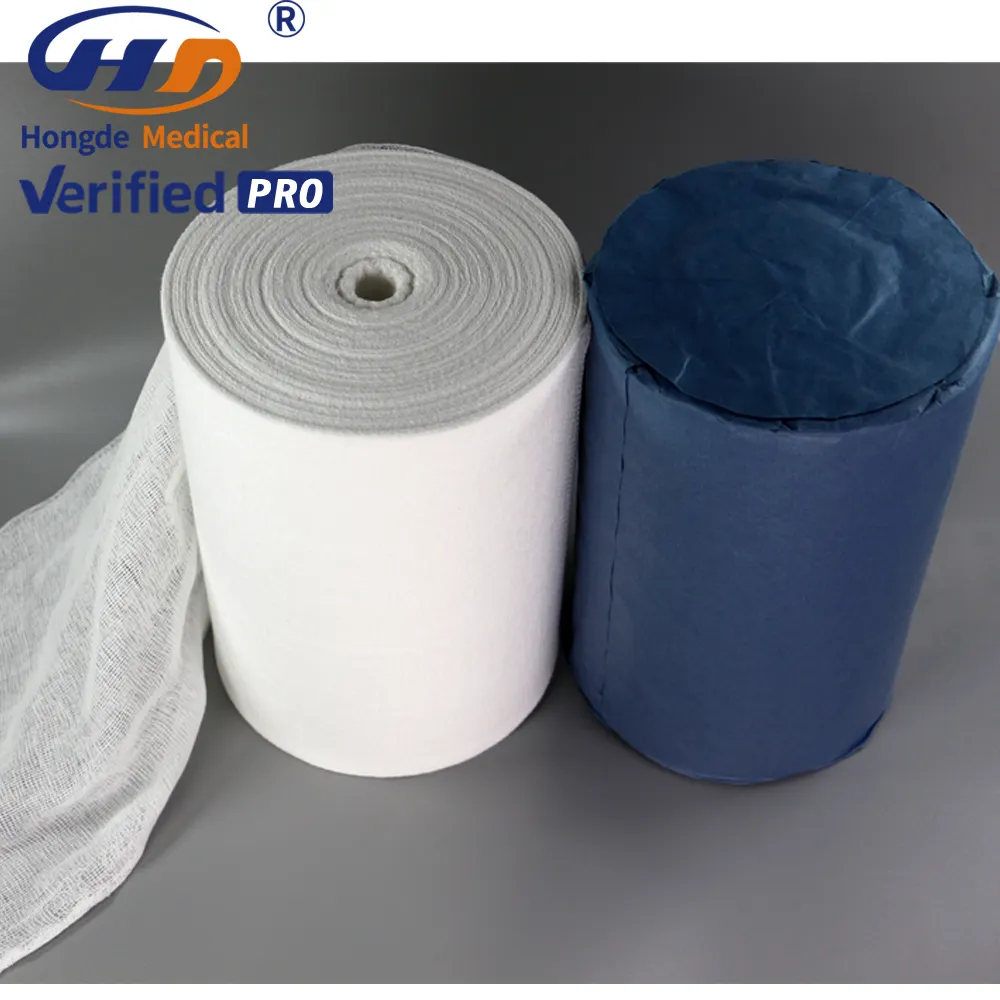 Rollo de gasa estéril de algodón absorbente médico 4x10 90cm X 100m con embalaje para rollo de gasa médica