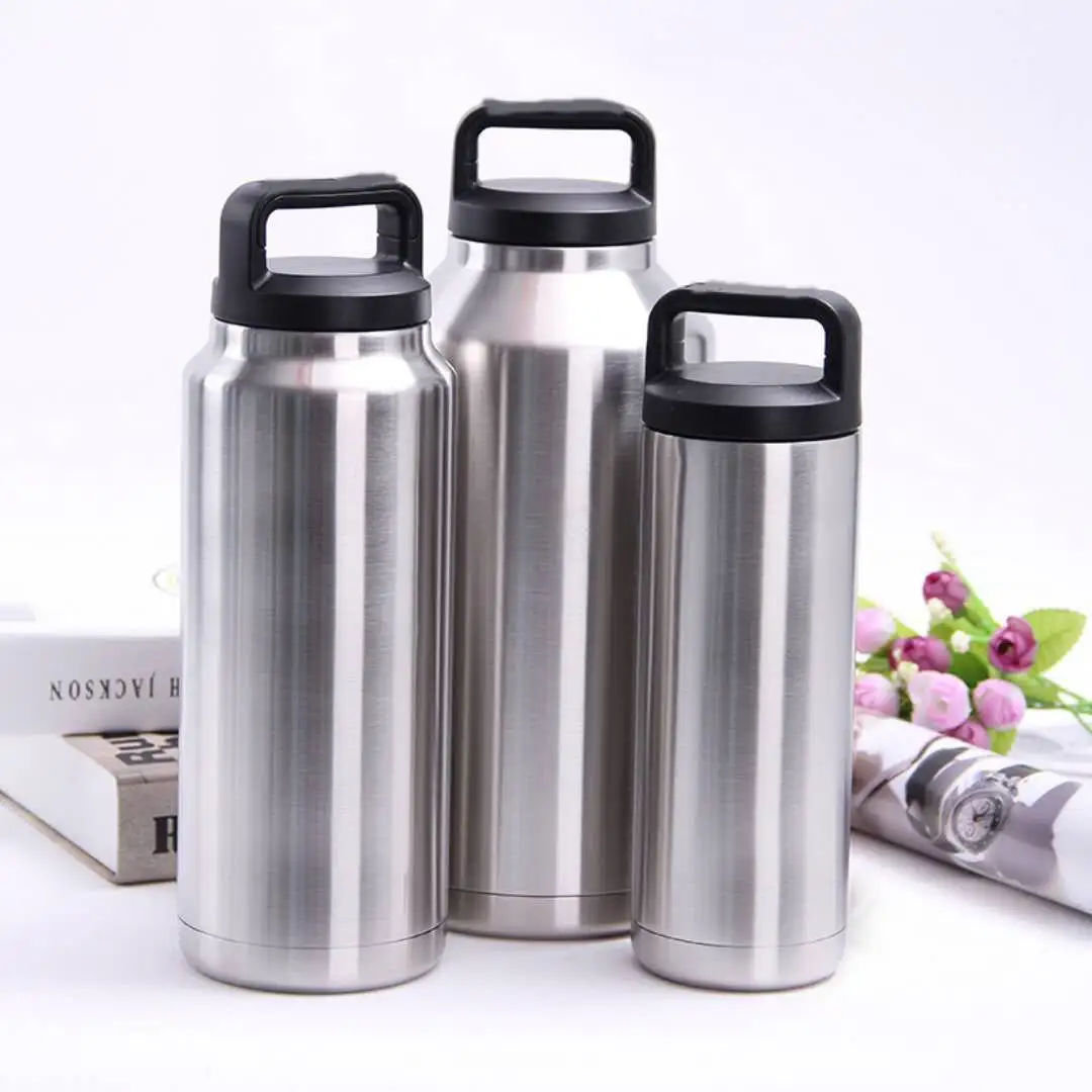 18oz/36oz/64oz yeti çift duvar vakumlu paslanmaz çelik su şişesi geniş ağız kapaklı