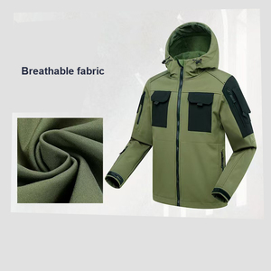 سترة وبنطال تكتيكية مموهة ومموهة ، طقم بغطاء رأس وجيوب متعددة ، تصميم شعار للرجال طارد للماء - Product Image 5