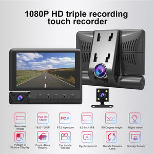 Câmera de 3 canais dashcam para carro, para carro, fhd 1080p 3.16 ips, gravador de vídeo, gps, câmera de ré