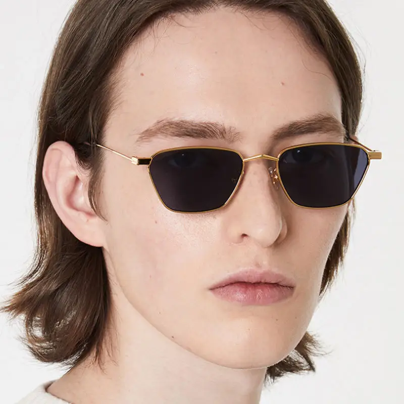 New Fashion Classic Luxury Gold Frame Sun glass Retro Men Metal Polygon Sunglasses for Small Heads