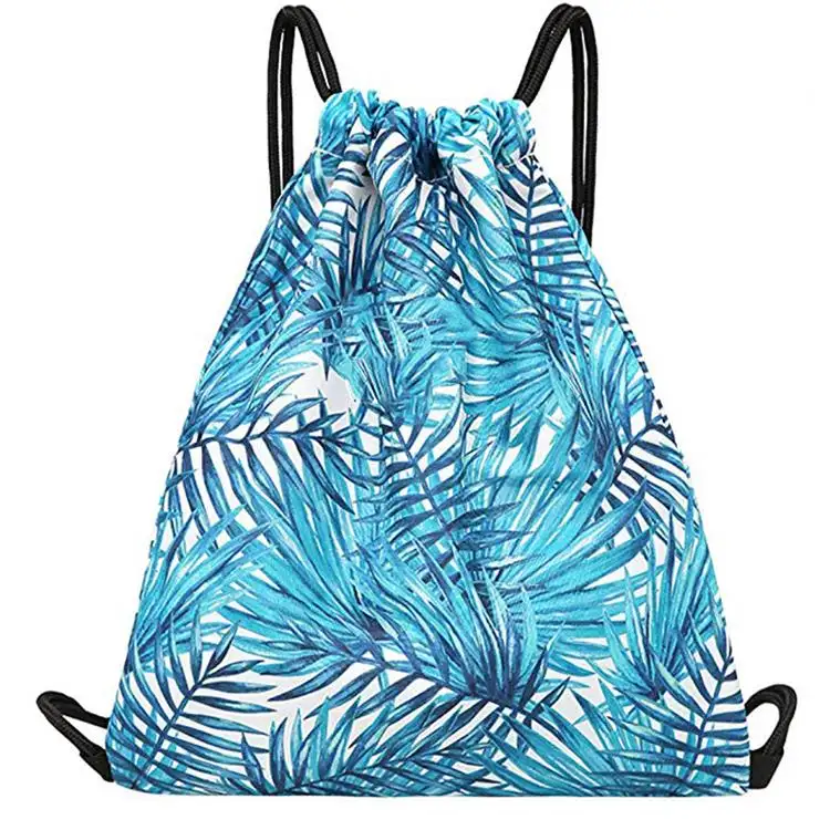 Hersteller individuell bedruckte kleine wasserdichte Sport Lagerung Gym Sack Reise rucksack gefaltete Nylon Polyester Kordel zug Tasche