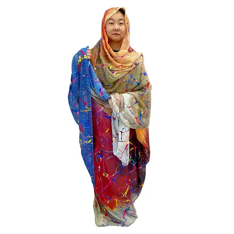 Высококачественное Изготовление по индивидуальному заказу, Золотая штамповка, печатная суданская женщина, швейцарская вуаль
