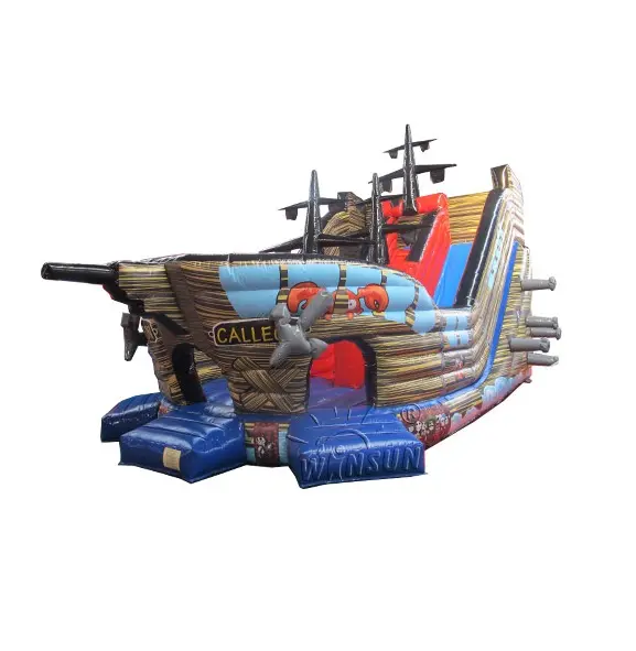Pirate Ship Inflatable Slide commercial park inflatable slide with pool for sale /sports /game colorful