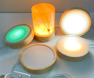 8cm Round Wooden LED Night Light Base <strong>Multi</strong>-Color 3D Glowing Crystal Ball <strong>Lamp</strong> With Troffer Light <strong>Shade</strong> - Product Image 3