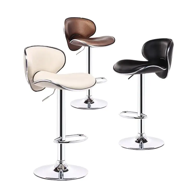 Modern Luxury Leather Bar Stool With Adjustable Lift Stylish High Bar Chair For Restaurant Counter