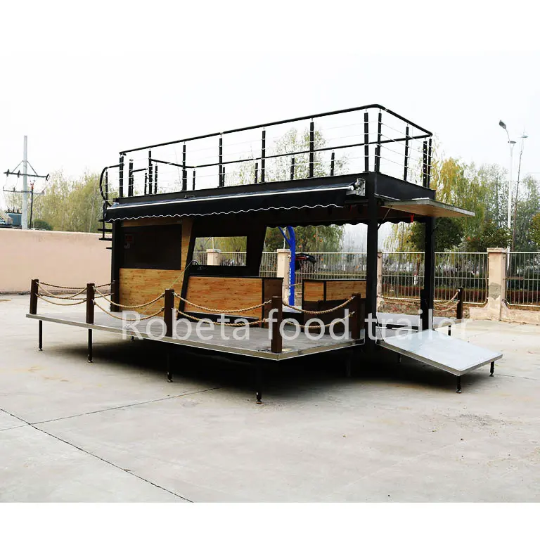Highly Catering Mobile Food Cart Cafe Car Double Decker Price Food Carts For Sale Trolley 2 story Concession Trailer