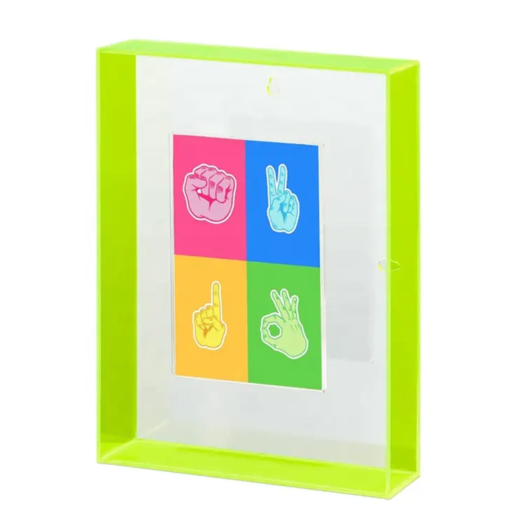Colorful Neon Acrylic Photo Frame Green Poster Frame for Tabletop and Wall Hanging for Christmas Gifts