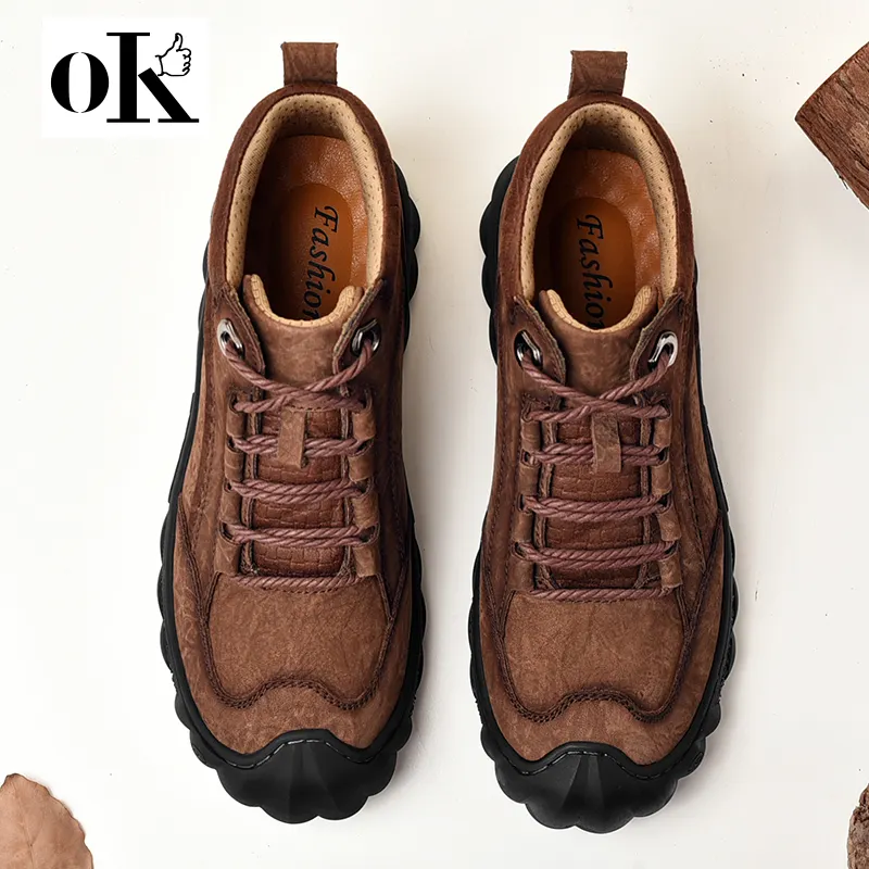 De alta calidad al aire libre de cuero impermeable tobillo botas para hombre Trekking botas zapatos de senderismo zapatos de los hombres