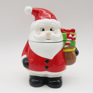 キッチンクリスマス装飾キャンディクッキージャーふた付きカスタムセラミック雪だるま彫刻食品スパイス大容量収納ボトル - Product Image 4