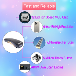 Escáner de código de barras inalámbrico AIXW Quick Scan Mini 2D con Bluetooth, lee códigos 1D 2D incluyendo MicroQR PDF417