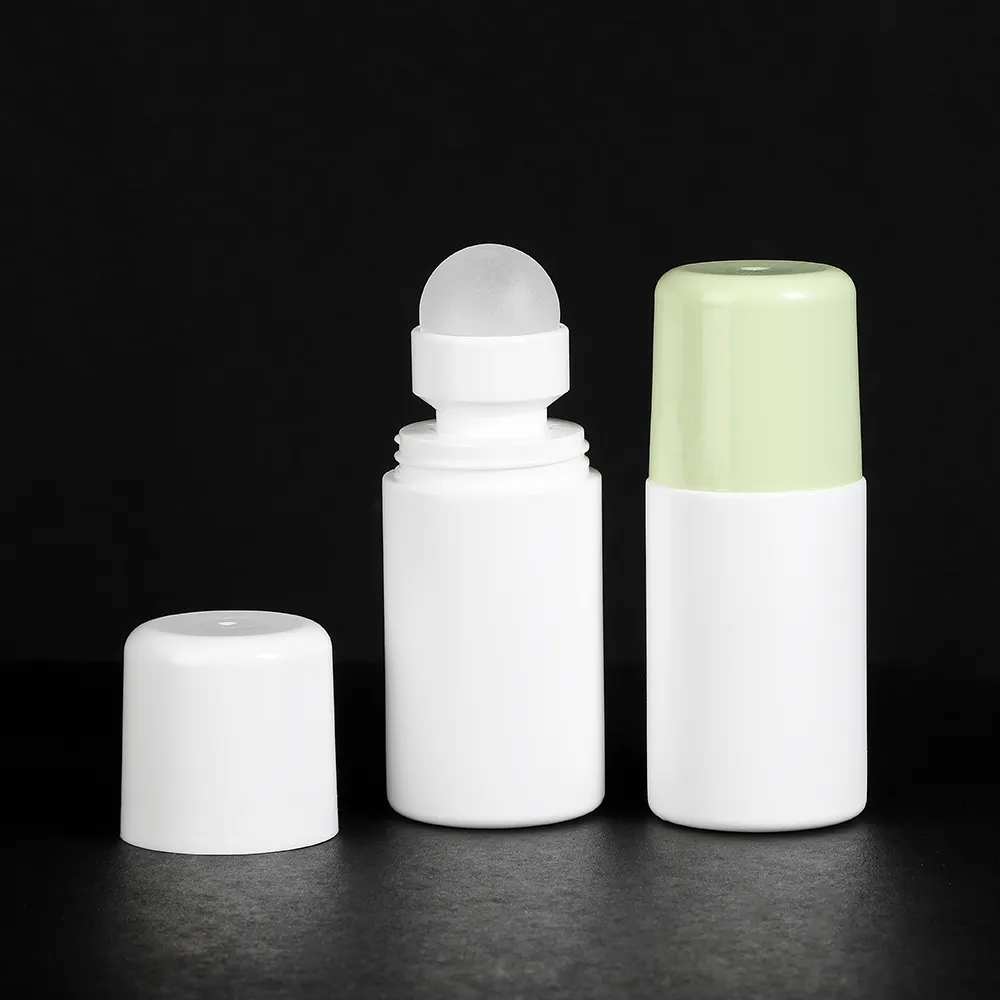 Frascos de desodorante de plástico redondos portáteis de 60ml PP, frascos vazios para cosméticos, frascos de perfume em rolo para fragrâncias corporais, mais vendidos