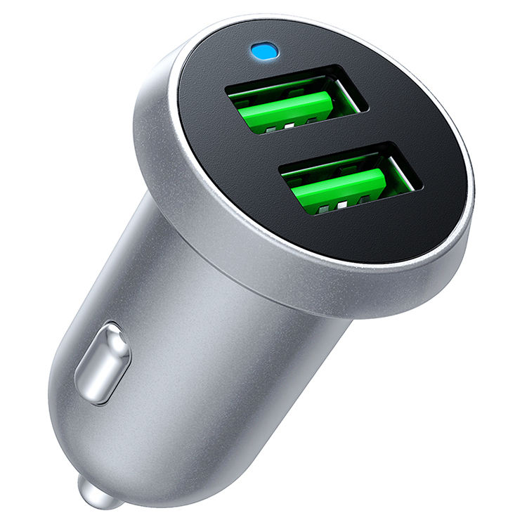 Chargeur de voiture gris à double port