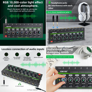 Interfaz de Audio para auriculares Hifi de 8 canales y 6,35mm, amplificador de auriculares RGB profesional para monitoreo de grabación de estudio de escenario en casa - Product Image 4