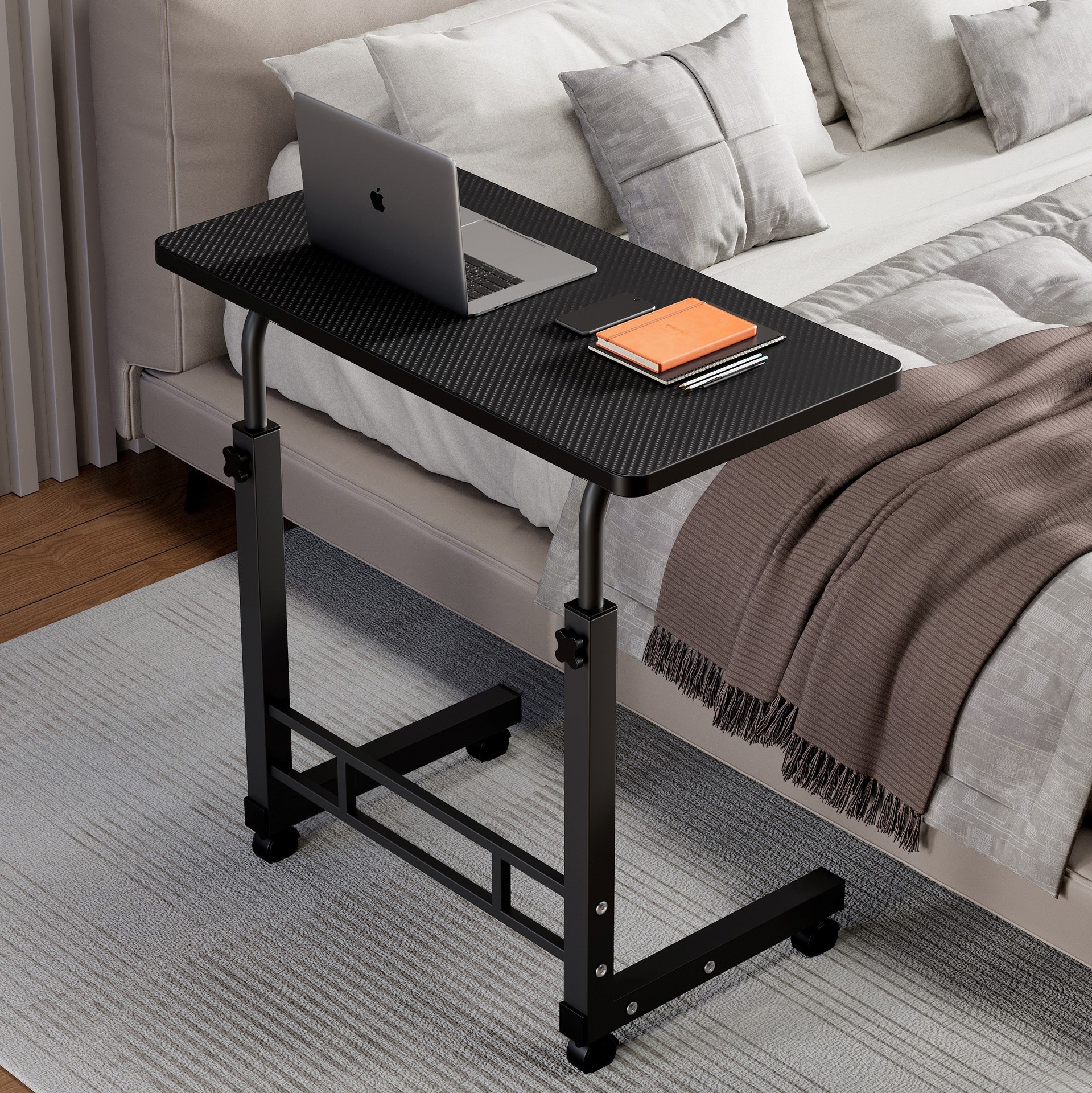 Table de chevet simple cadre noir 80*40 fibre de carbone