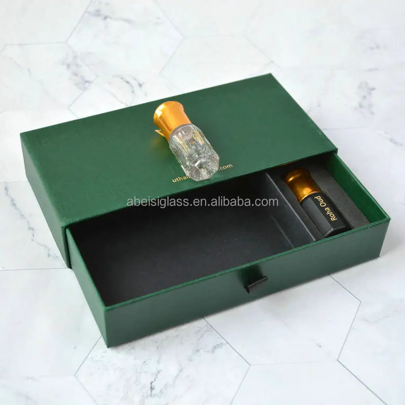 Custom Logo Print Rigid Cardboard Arabic Oud Essential Oil Gift Box Luxury Empty Perfume Bottle Packaging Drawer Paper Box