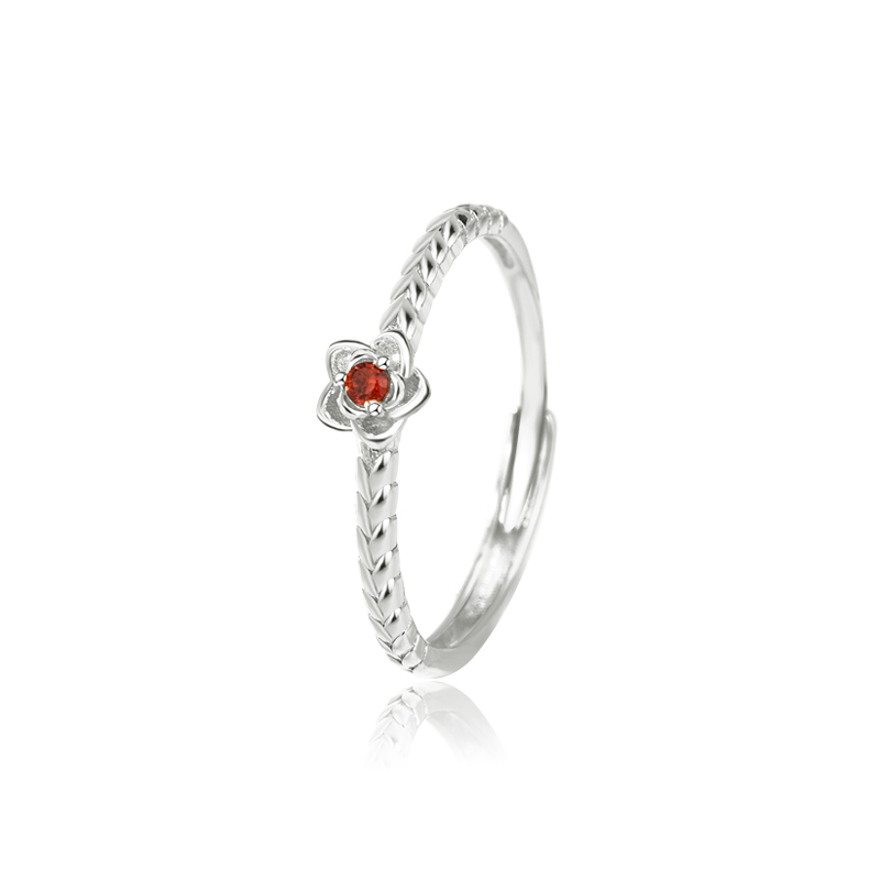 Bague femme en argent 925 (zircon rouge)