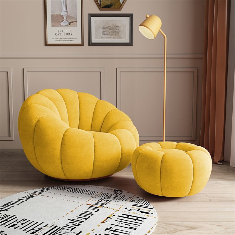 Sofá amarillo con pedal, tecnología combinada, terciopelo, giratorio.