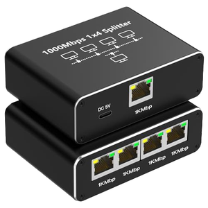 Gigabit Network Splitter with Two Connections <strong>LAN</strong> Switch That Enables Router Access to the Internet Simultaneously