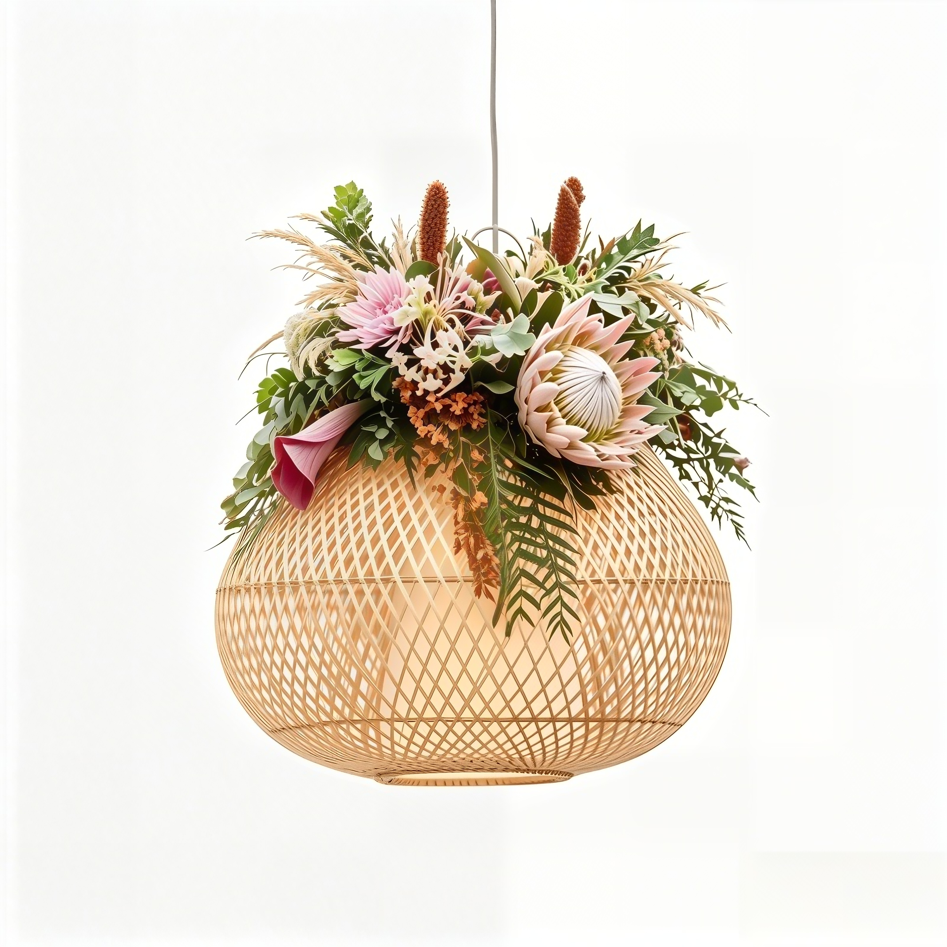 Pendentif floral en bambou
