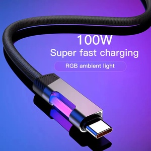 USB 3.0ไนลอนยาว1ม. สายชาร์จข้อมูลชนิด C สำหรับ Apple Huawei พร้อมไฟหลากสีชาร์จ3A - Product Image 2