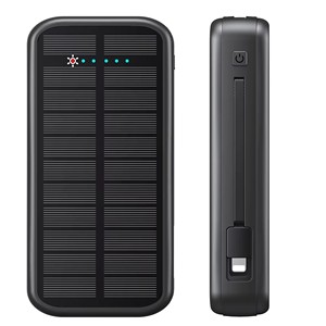ポータブル20W高速充電ソーラーパワーバンク3入力4出力高容量20000mAhソーラーモバイルパワーバンクケーブル付き - Product Image 6