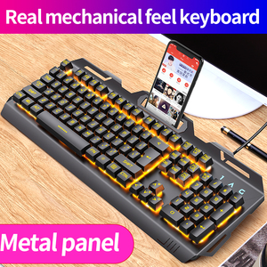 Gran oferta, Teclado retroiluminado RGB con cable de 104 teclas para juegos, sensación mecánica, periférico de ordenador impermeable con soporte para teléfono - Product Image 2
