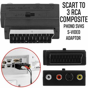 RGB <strong>SCART</strong> <strong>to</strong> 3 <strong>RCA</strong> Triple Composite Phono SVHS AV Adaptor with in Out Switch Converter for TV DVD VCR - Product Image 2