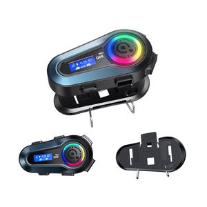 Auriculares intercomunicadores para casco full-duplex de 300M con iluminación para compartir música, pantalla LCD, sistemas de comunicación para motocicletas - Product Image 1