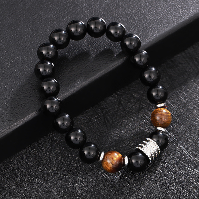 17 Bracelet pierre oeil de tigre bleu jaune