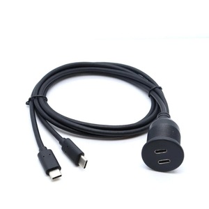 螺纹面板安装USB C插孔至USB C插头电缆1米后隔板堆叠USB C型母对公并联电缆 - Product Image 1