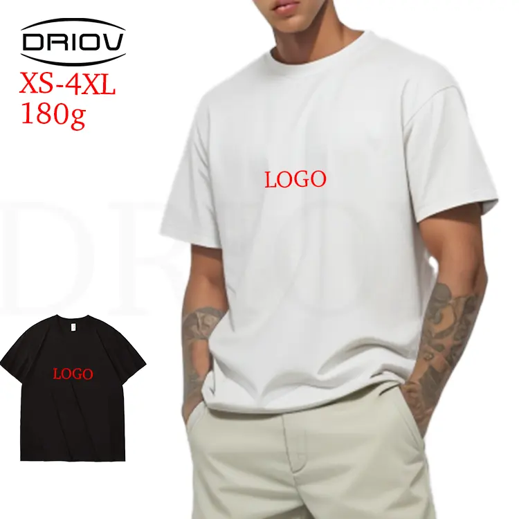 Camiseta personalizada 180g 4XL 100 algodón al por mayor bordado en blanco camisetas 3D impresión en blanco camiseta
