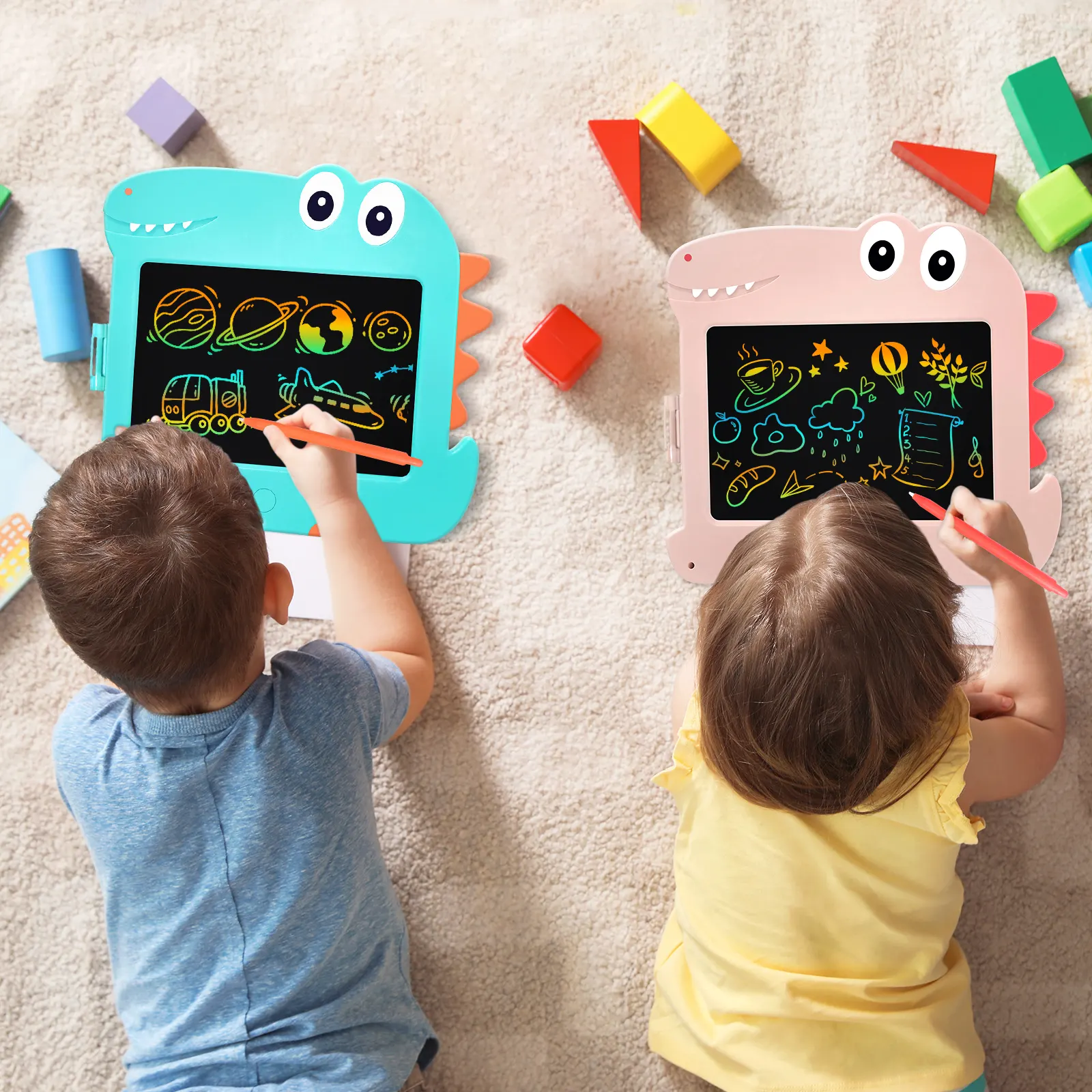 2023 New Design 8.5 inch Dinosaur Cartoon Colorful Game Children's Digital Drawing Board LCD Writing Tablet Pad For Kids