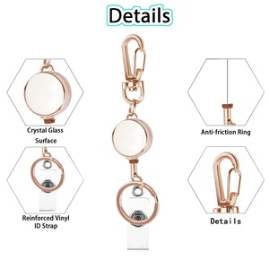 1pc 21mm Metal Rose Gold Silver Gold Telescopic <strong>Key</strong> Chain Easy to Pull Buckle Badge Reel Porta Credencial Id Badge Holder