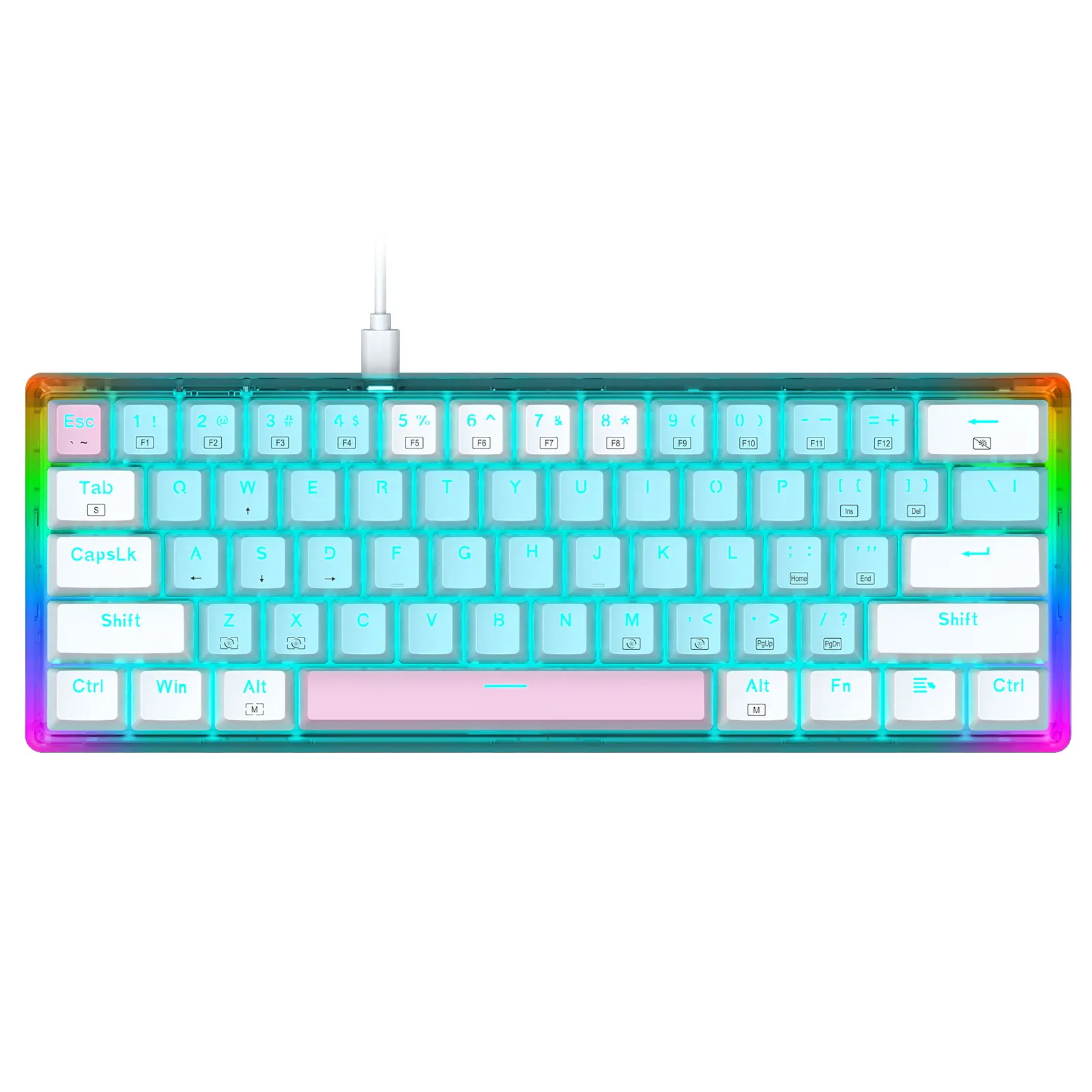 Venda quente legal teclado com fio E-YOOSO Z11 60% LED com fio macaron keycap transparente personalizado teclado mecânico do jogo