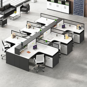Juego de muebles de oficina modernos, tablero de melamina en forma de L, escritorio y sillas para el personal, mesa de trabajo para el personal y los trabajadores - Product Image 1