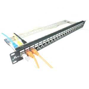 制造19英寸1u Stp Ftp屏蔽全负载24端口Rj45模块化Cat 6a Cat6a直列耦合器梯形插孔接线板 - Product Image 1