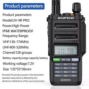 Baofeng UV 9R Pro V2 IP67 impermeabile Walkie Talkie Dual Band Ham Radio Tri-Power tipo-C caricabatterie Radio bidirezionale di UV 9R Plus