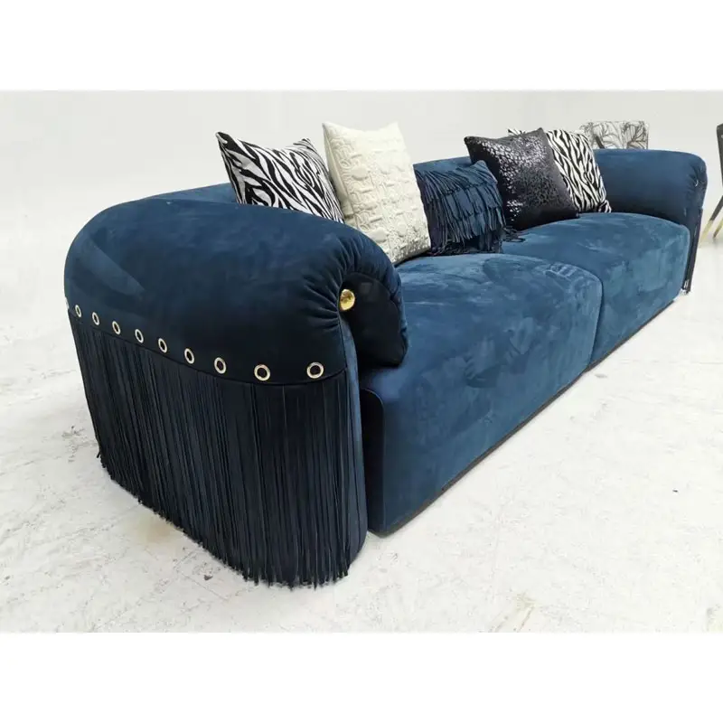AJJ-YS063 Canapé moderne haut de gamme Mobilier de salon Villa Mansion Canapé combiné en cuir noir de luxe