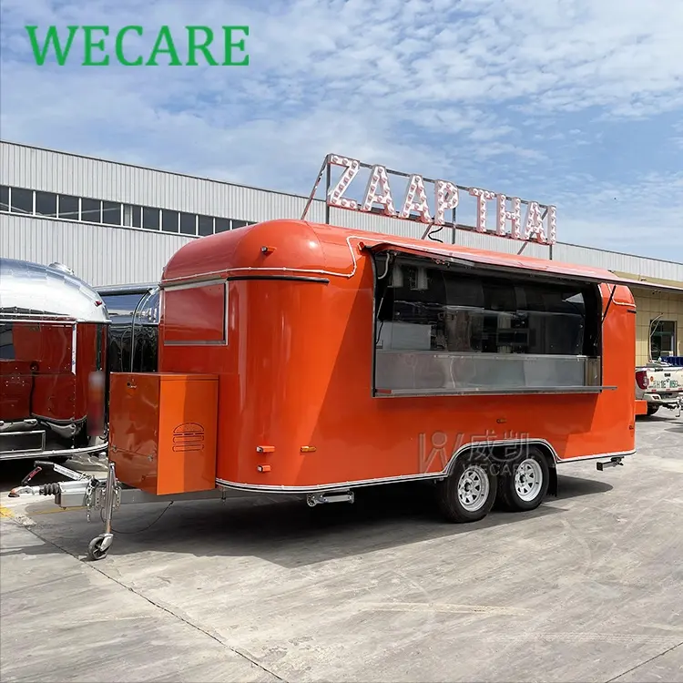 WECAREアリババ最も人気のあるワンストップフードトレーラーメーカーエアストリームモバイルフードトラック、フルキッチン付きヨーロッパ販売