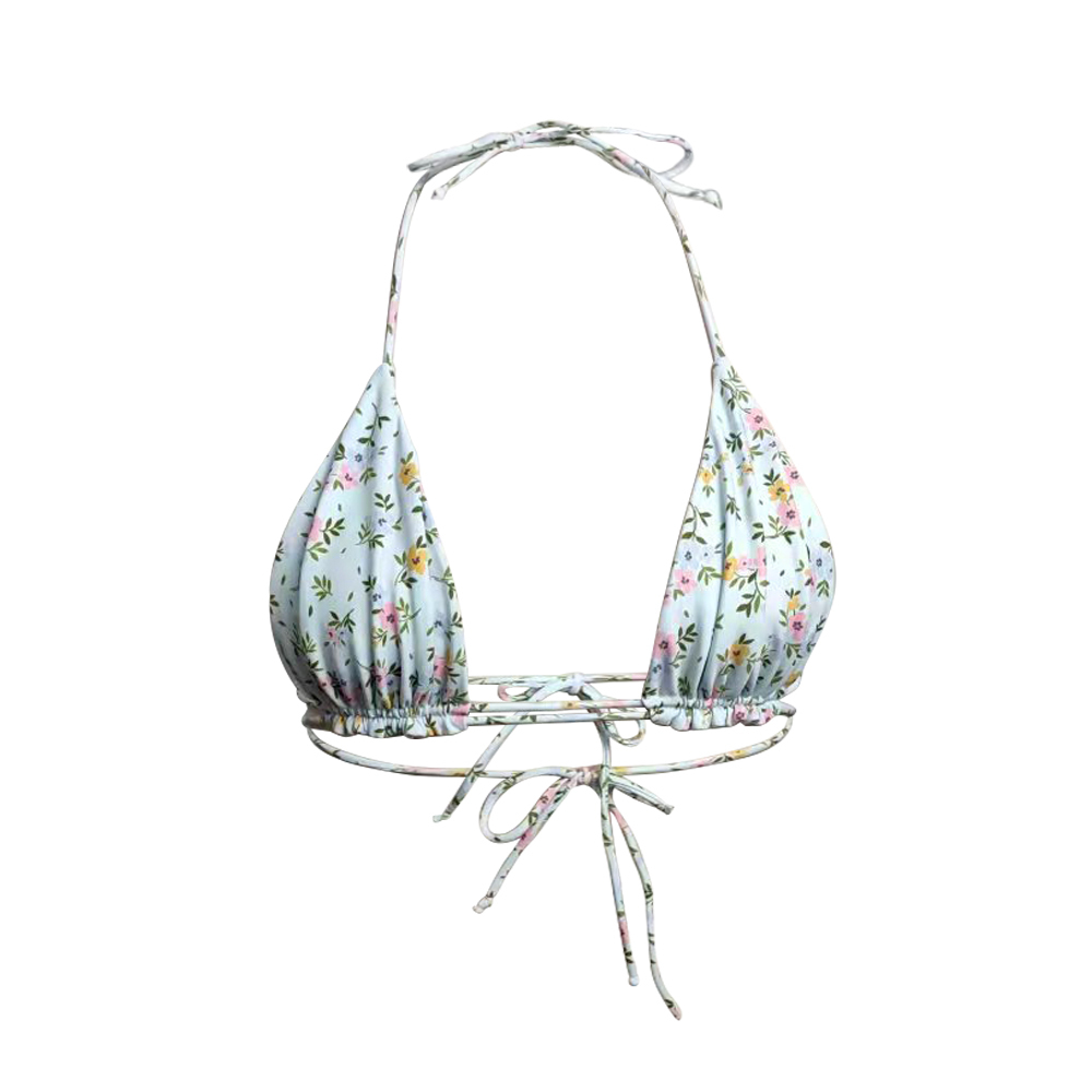 top azul con estampado floral